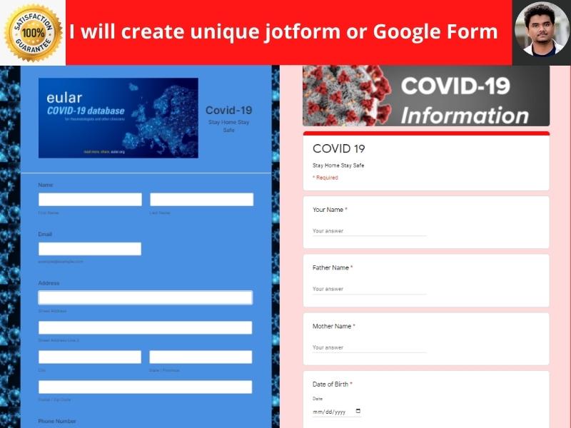 I will create unique jotform or Google Form 