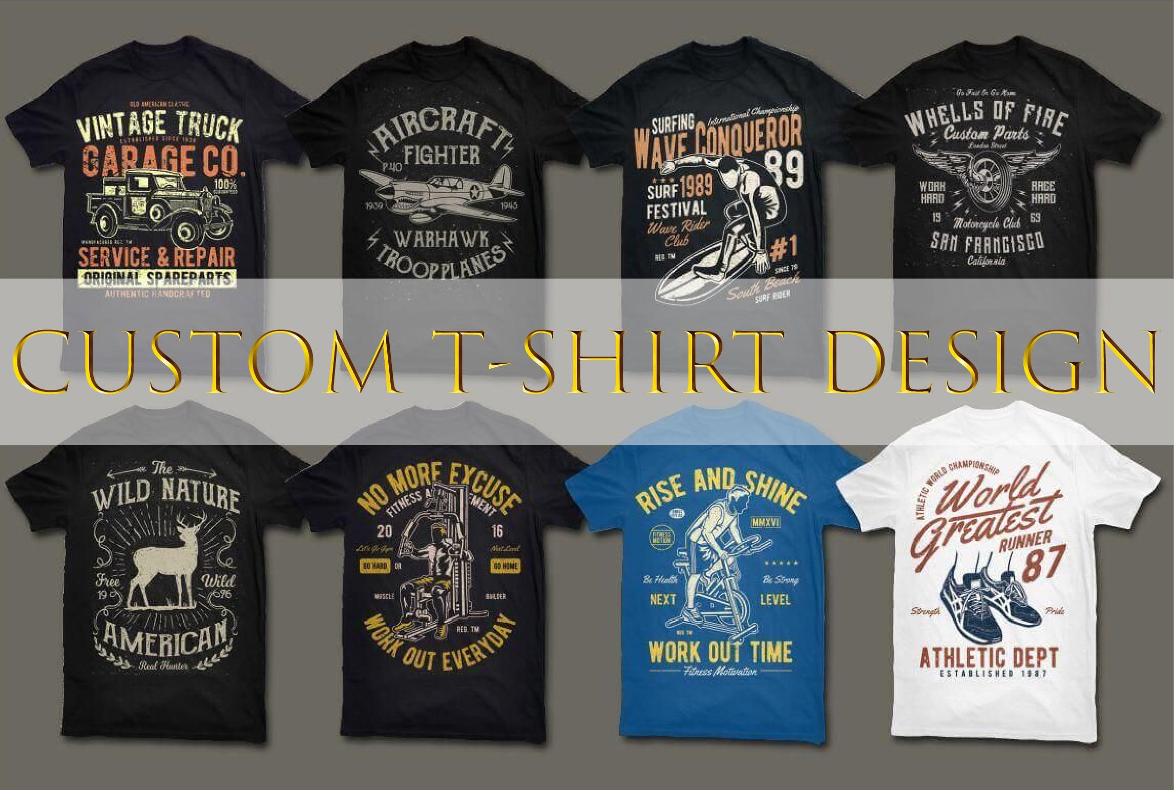 I will do Custom, Typography, Bulk t shirt and Trendy t shirt design