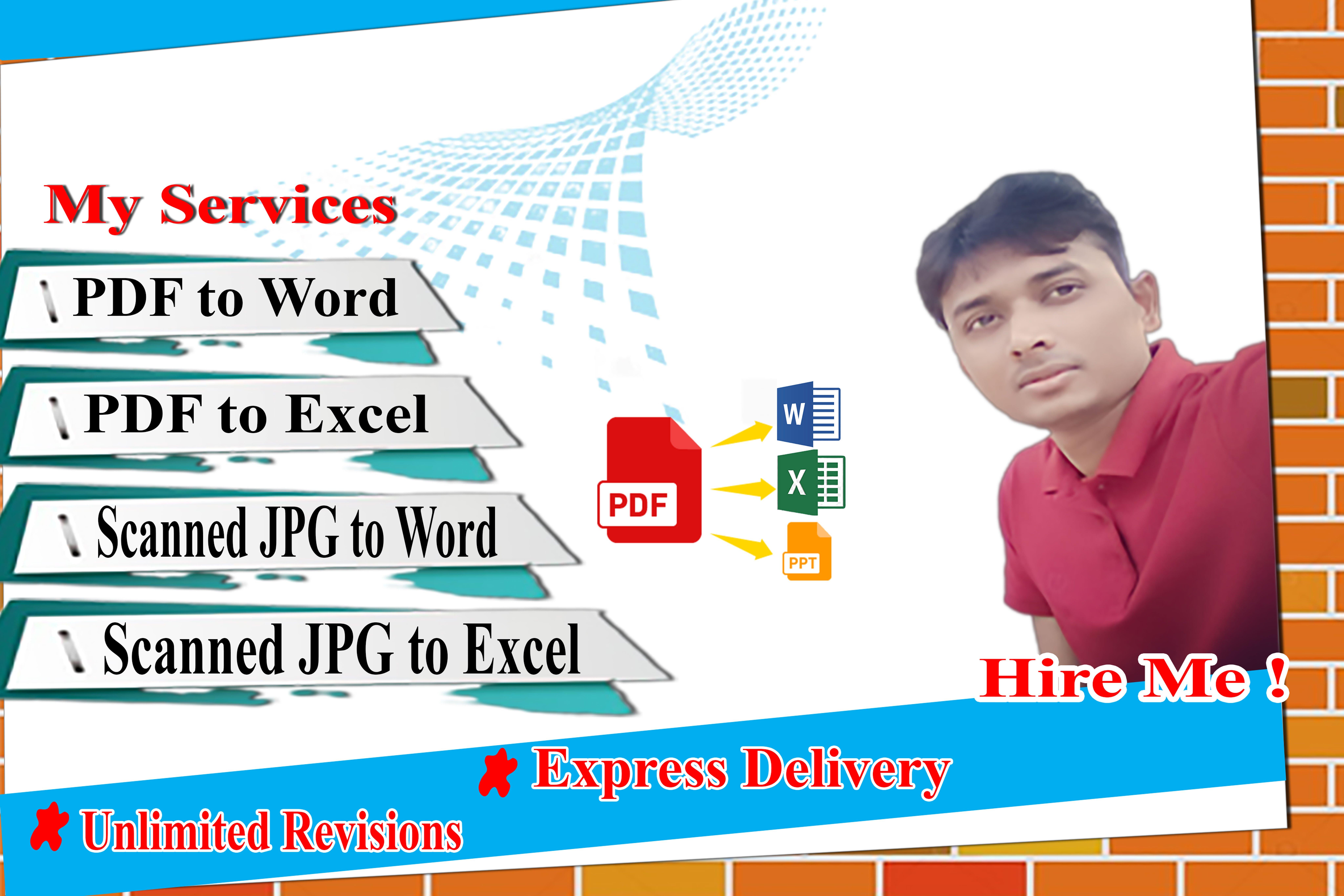 I will do convert PDF image to a word or excel at the right time 