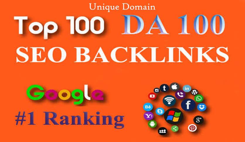 I Will Build 100 Unique Domain SEO Backlinks ON DA100 & PA100 Sites