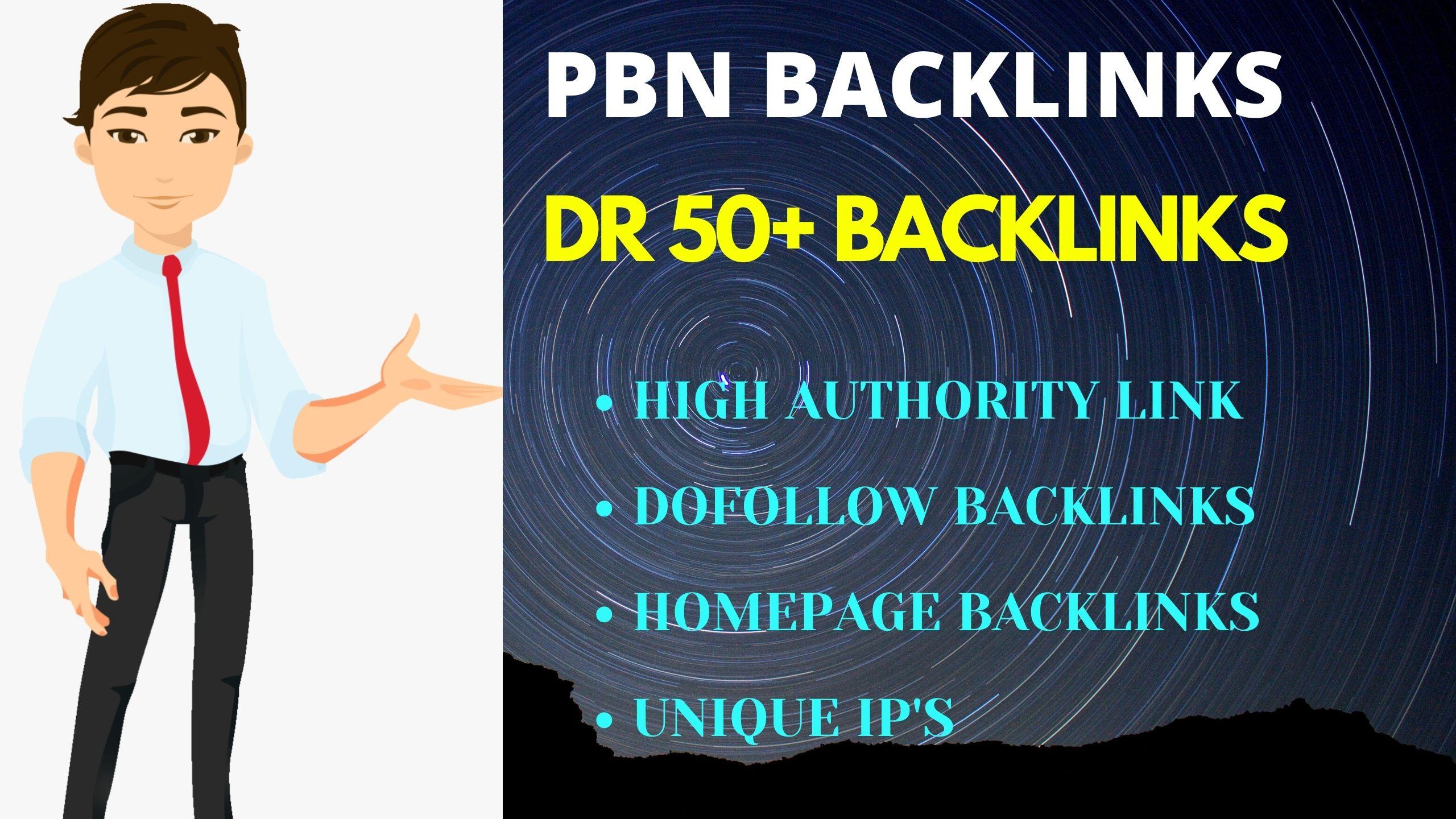 I will provide 3 DR 50 permanent homepage dofollow backlinks