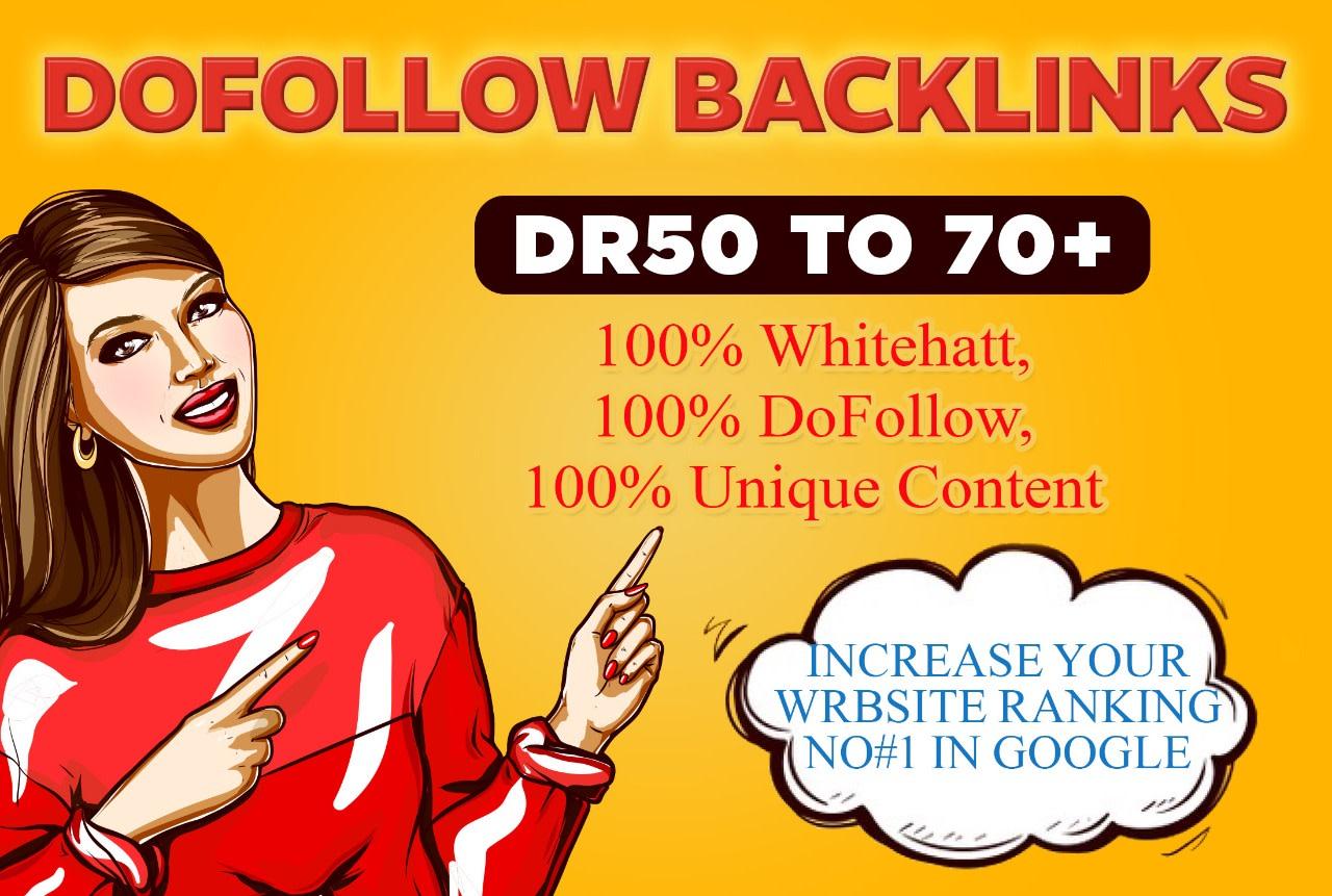 I will create 100 da 50 plus white hat dofollow backlinks