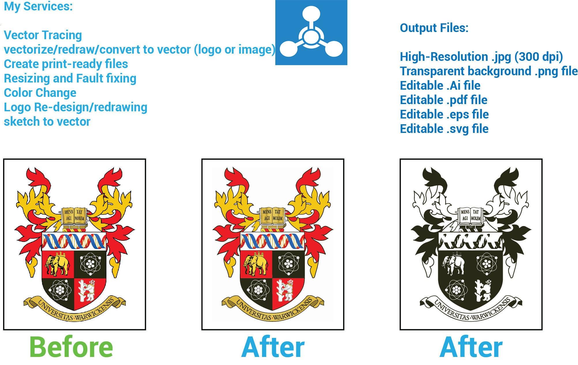 I will do manually vector tracing, vectorize logo, image or drawing etc.