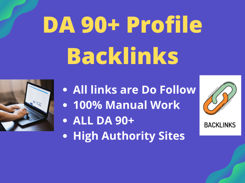 DA 90+ Profile Backlink 30+ High quality Authority Sites