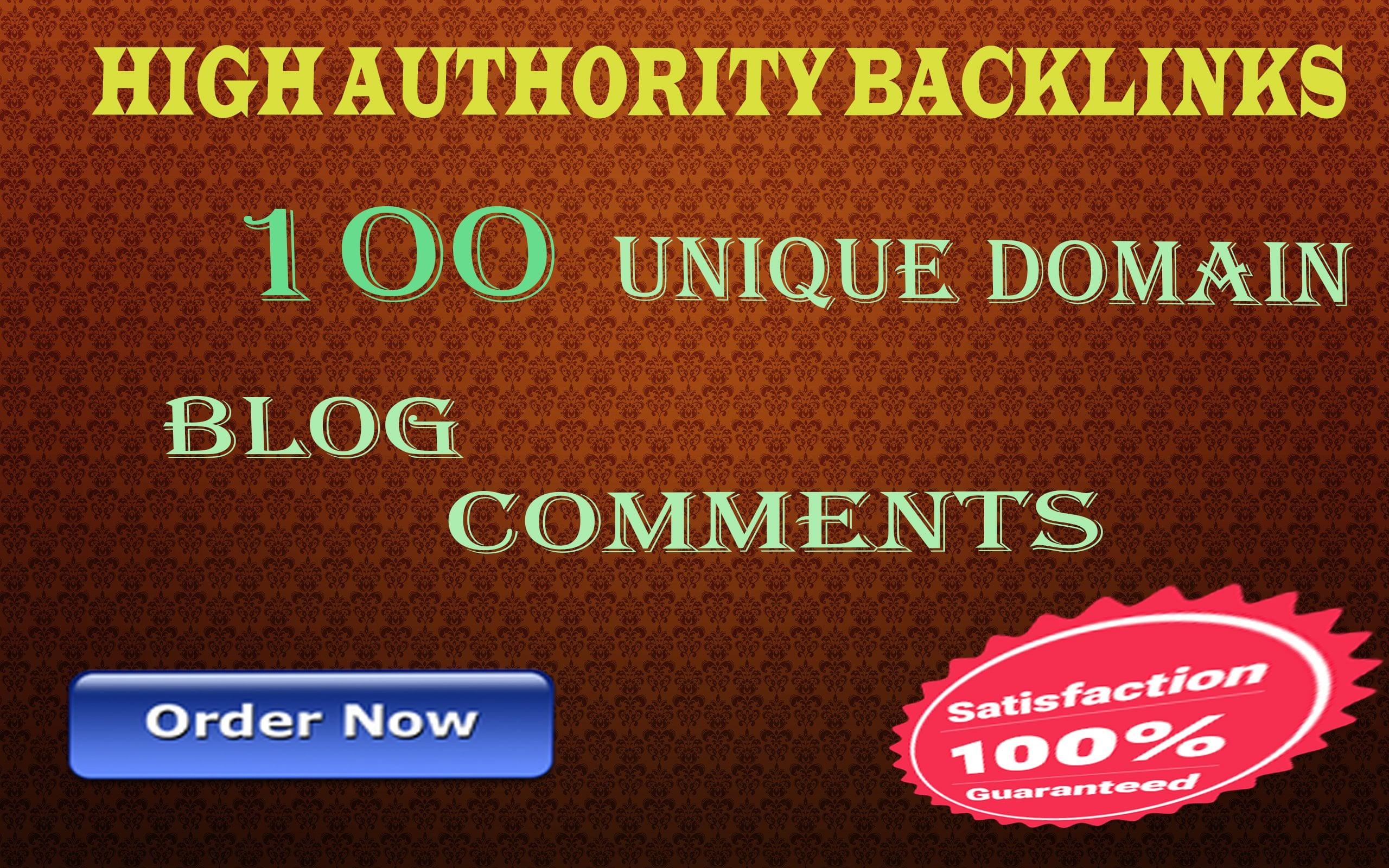 I will create 100 unique domain blog comments on high authority sites