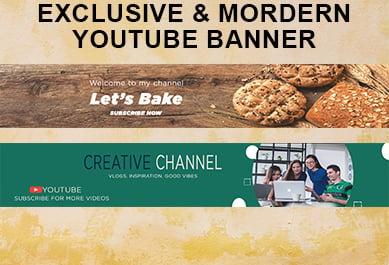 I will design exclusive, unique and mordern youtube banner with youtube thumbnail.