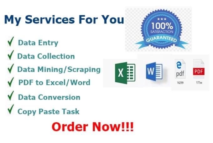 I will do for you data entry, data mining, copy paste 