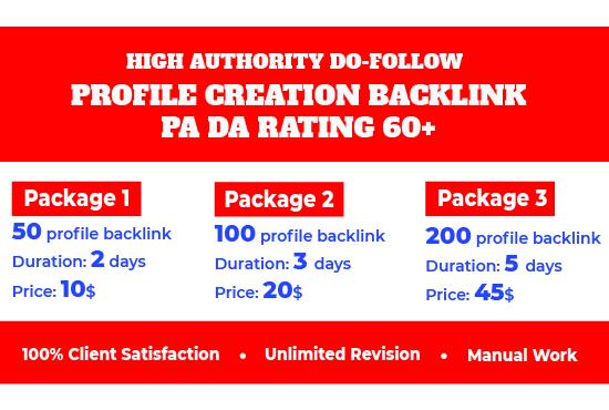 I will do 50 do-follow profile creation back-links