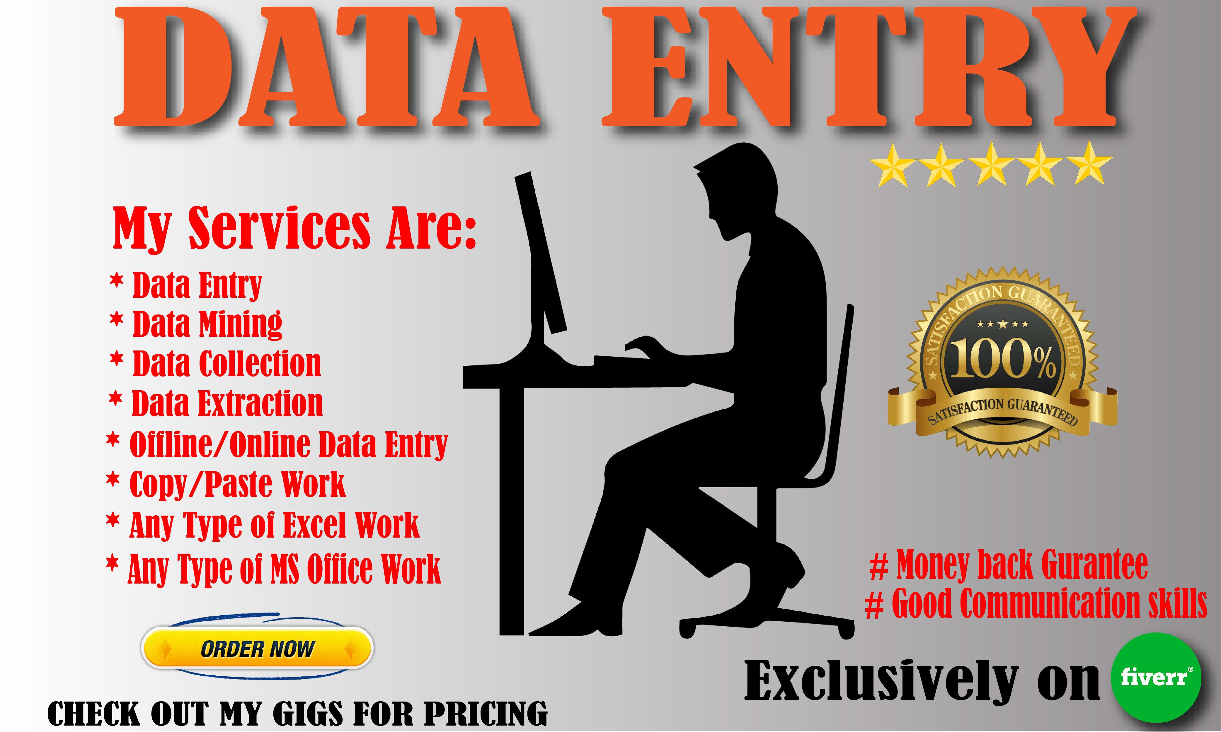 I will do any type of data entry in 2 hours