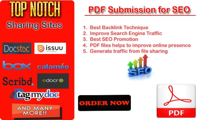 I will do 25 manual PDF submission on document sharing sites