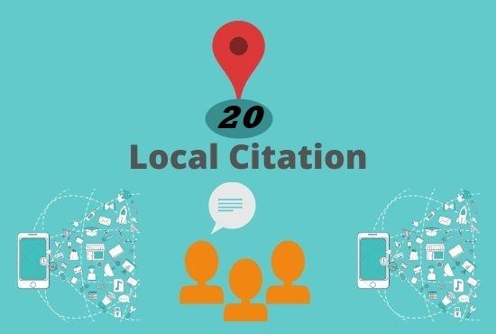 I will manually do 20 local citation or Business listing for all country 