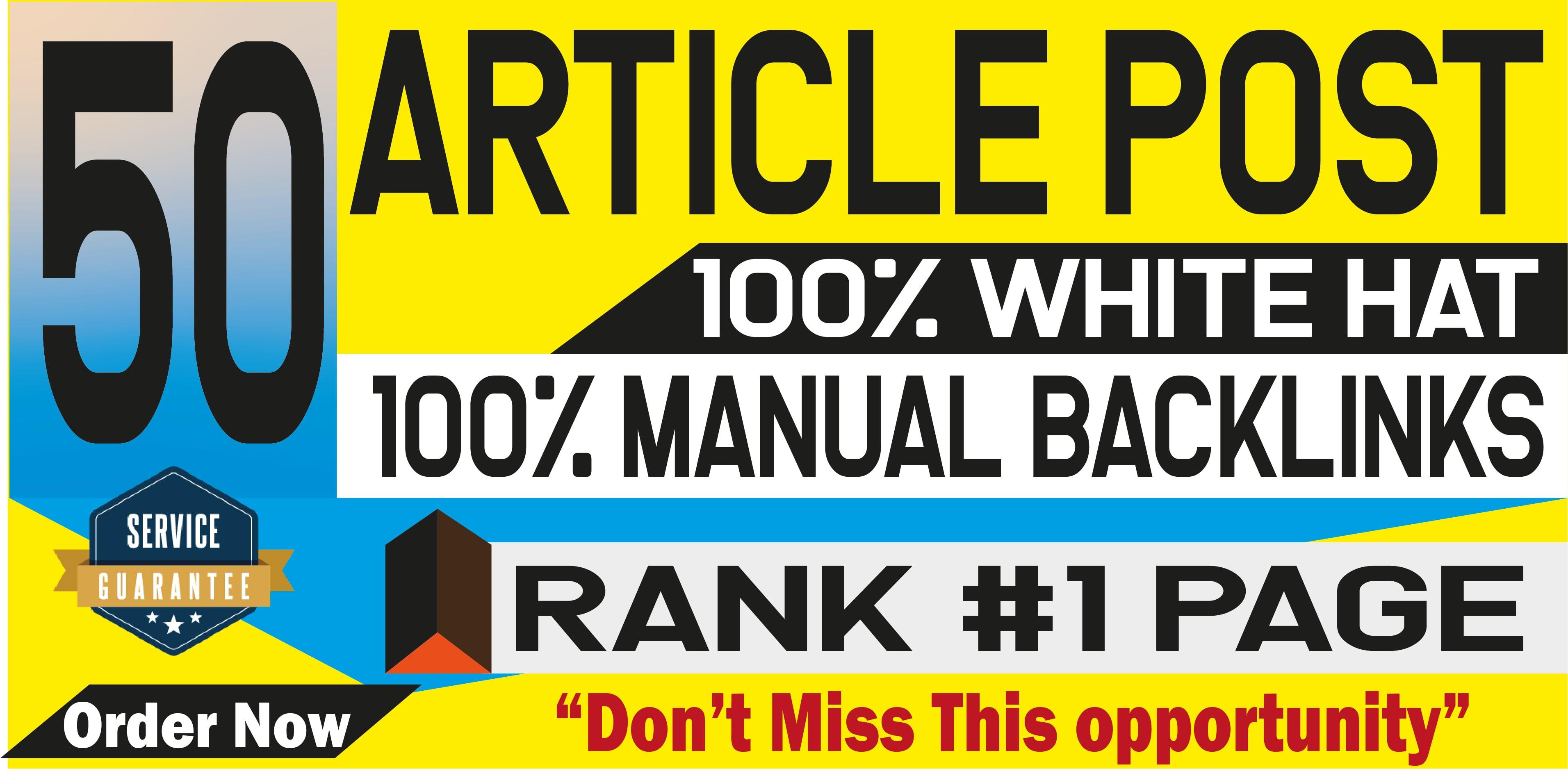 Provide 50 Article Submission With HQ Unique Domain SEO Backlinks