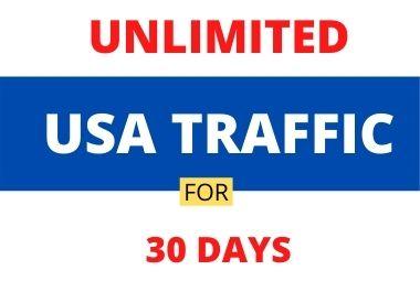I will send 30 days unlimited USA web traffic, real organic web visitor