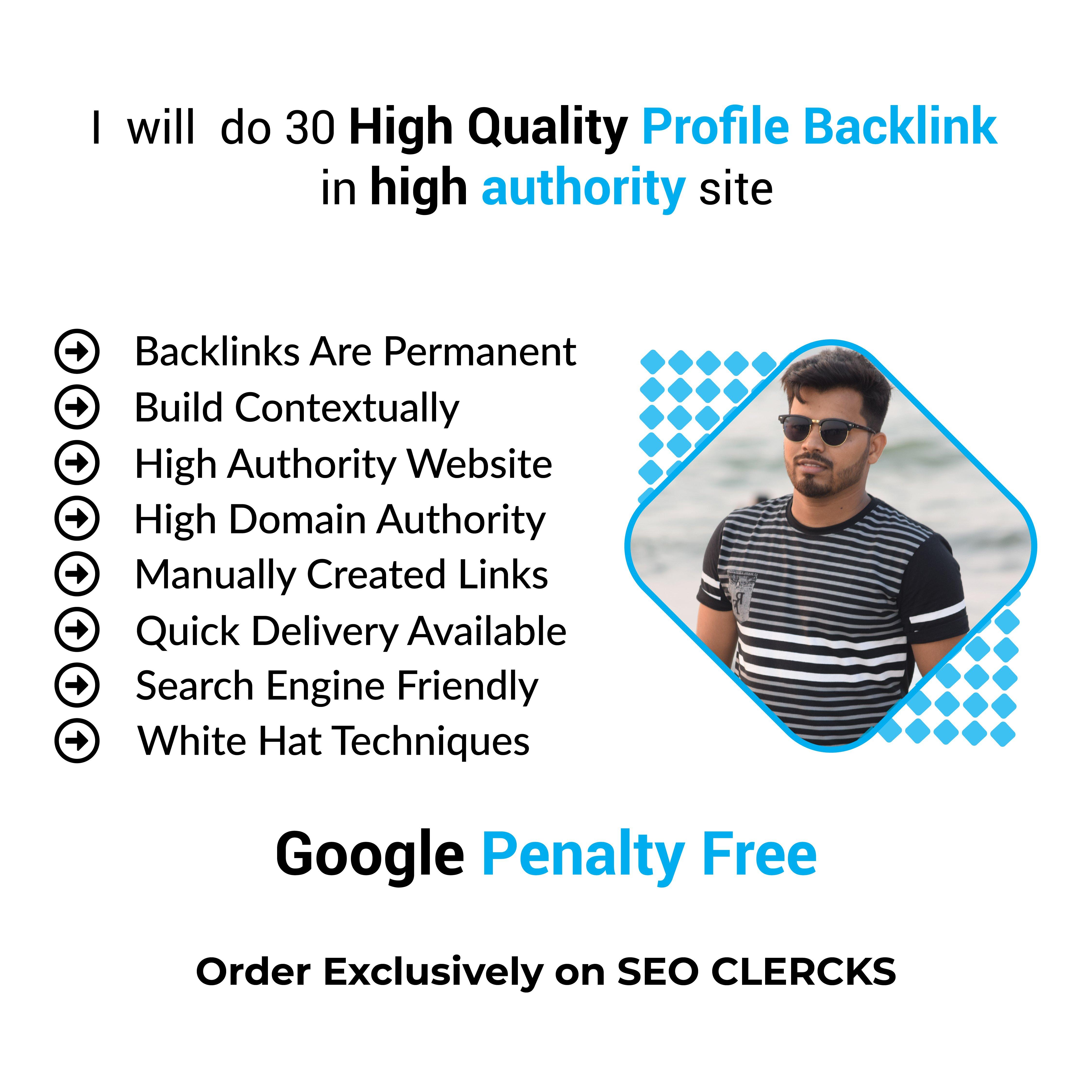 I will do 30 High Quality Profile Backlink in High Authority Site