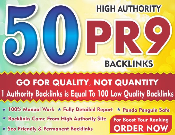 Boost your ranking with 50 pr9 high authority backlinks
