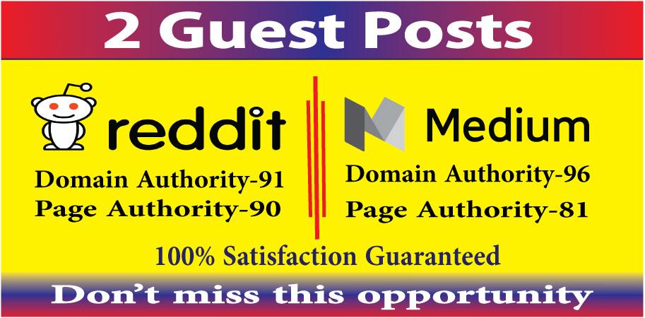 Write & publish 2 guest posts on reddit & medium.com high quality DA-90+ blogs