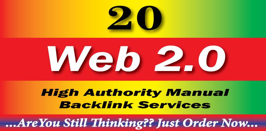 Create 20 High Quality Web 2.0 Blog super Backlinks With High(DA-PA) sites
