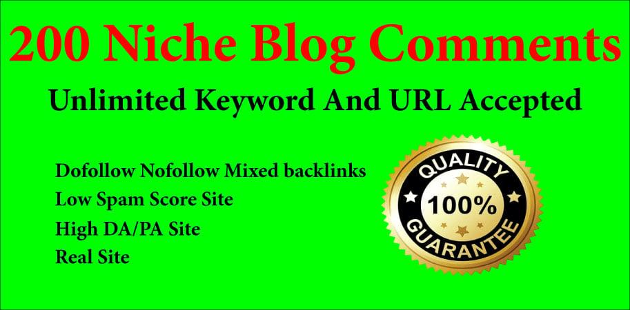 Manually Create 200 Niche Relevant Blog Comments High Quality DA / PA .