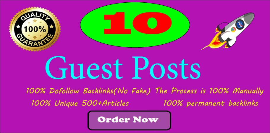 Write and Publish 10 guest Posts on High DA 85+ 100 percent All Dofollow Site