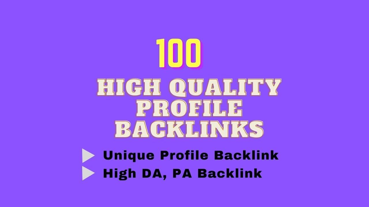 I will do create for you 100 unique High Quality profile Backlinks 