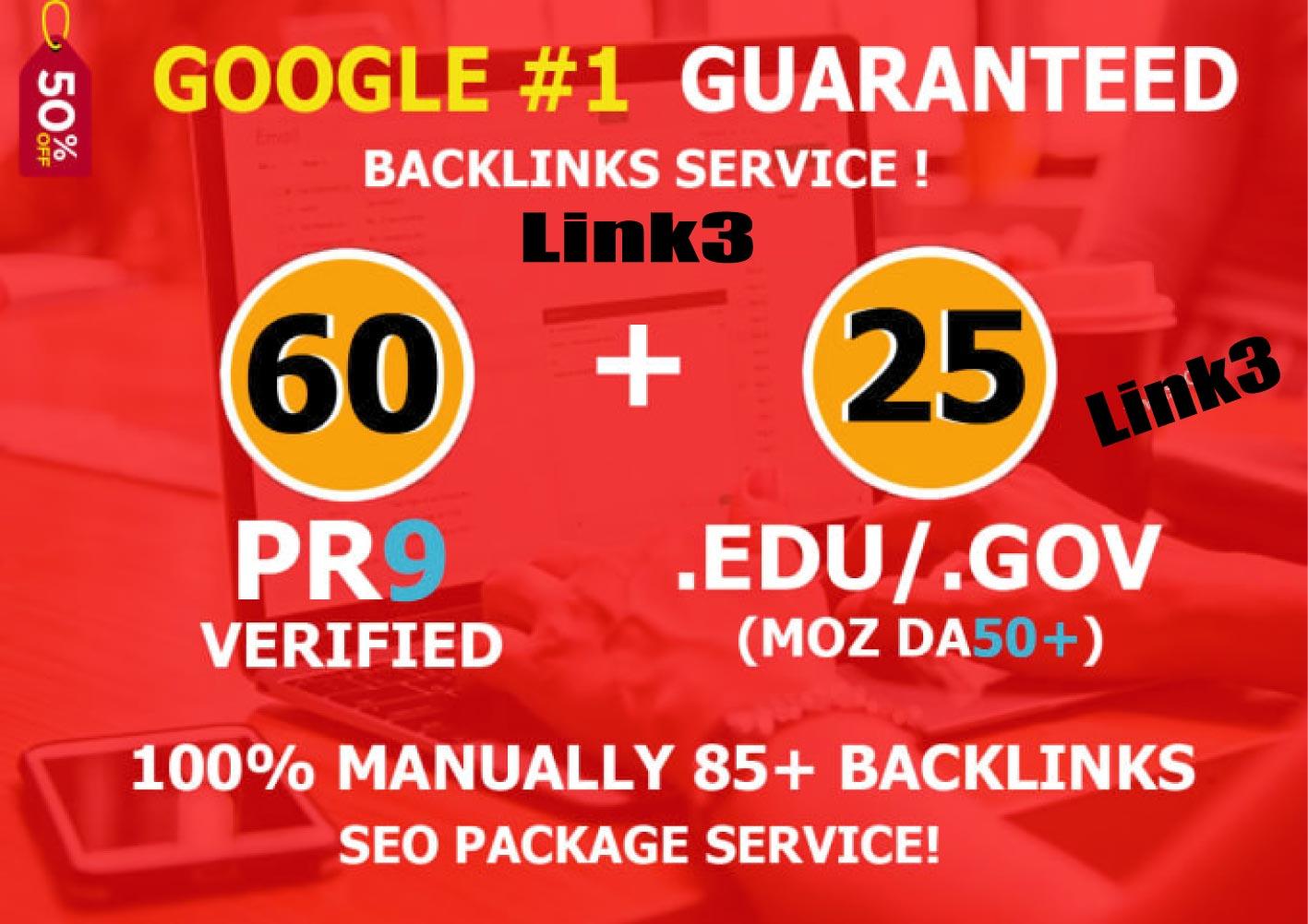 Manually created 85 Backlinks (60 PR9 BACKLINKS) with 25 Edu-Gov Links