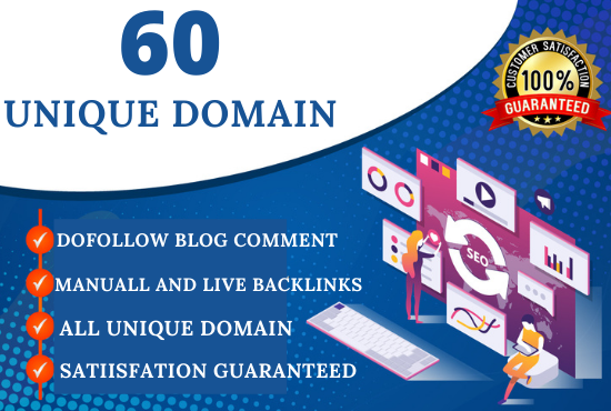 create 60 blog comment dofollow backlinks on unique domains