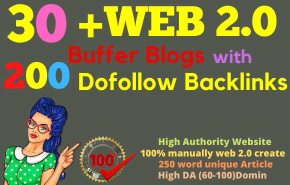 I will make 30 web2 0 buffer blogs with 200 dofollow profile backlinks