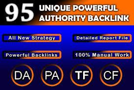 I will build 95 unique domains SEO backlinks on da 50 to 100 & 100% Hand made