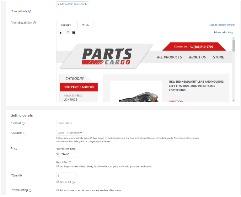 15 listing product ebay or amazon and dropship from the source