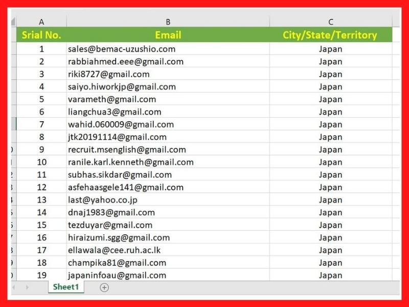 I will provide 1000 Targeted Valid Email List for Marketing 
