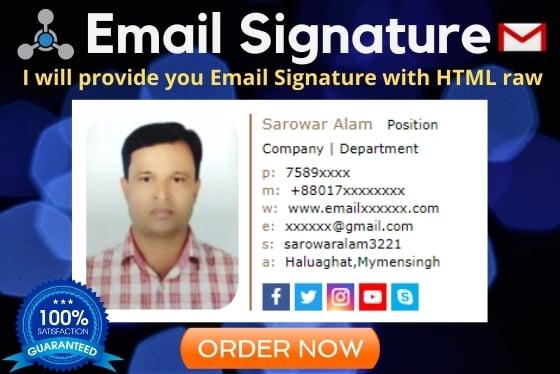 I will create a clickable HTML Signature for Gmail,Outlook etc