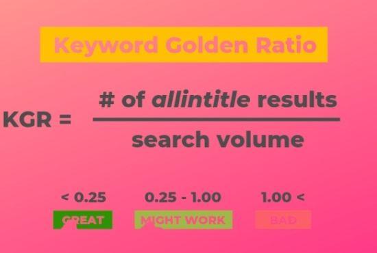 I will do kgr keyword research for first ranking of your site