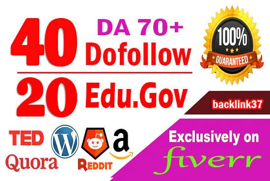 I will do website ranking with 60 pr9 high authority dofollow backlinks, link building