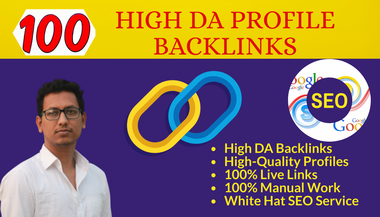 I will create manually 100 High DA 60+ profile backlinks for SEO ranking
