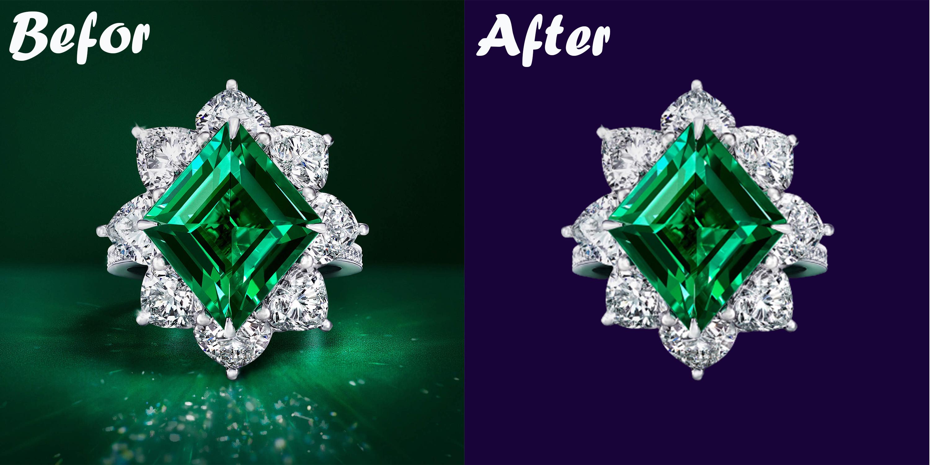 I will do hard jewelry image's background remove and color background creates.