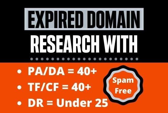 Provide expired domain research that will rank