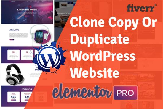 I will clone, copy, design WordPress website using elementor pro