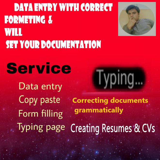 Data entry & Correction of Documents & Professional work 