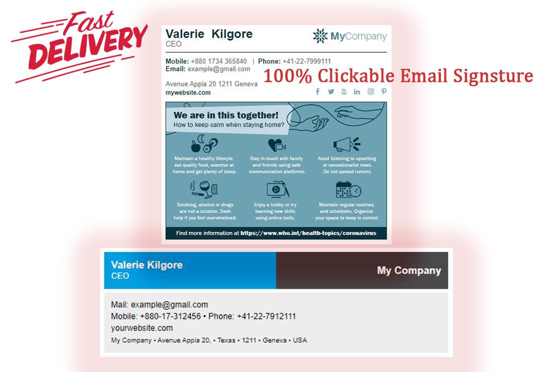 I will make a clickable HTML email signature