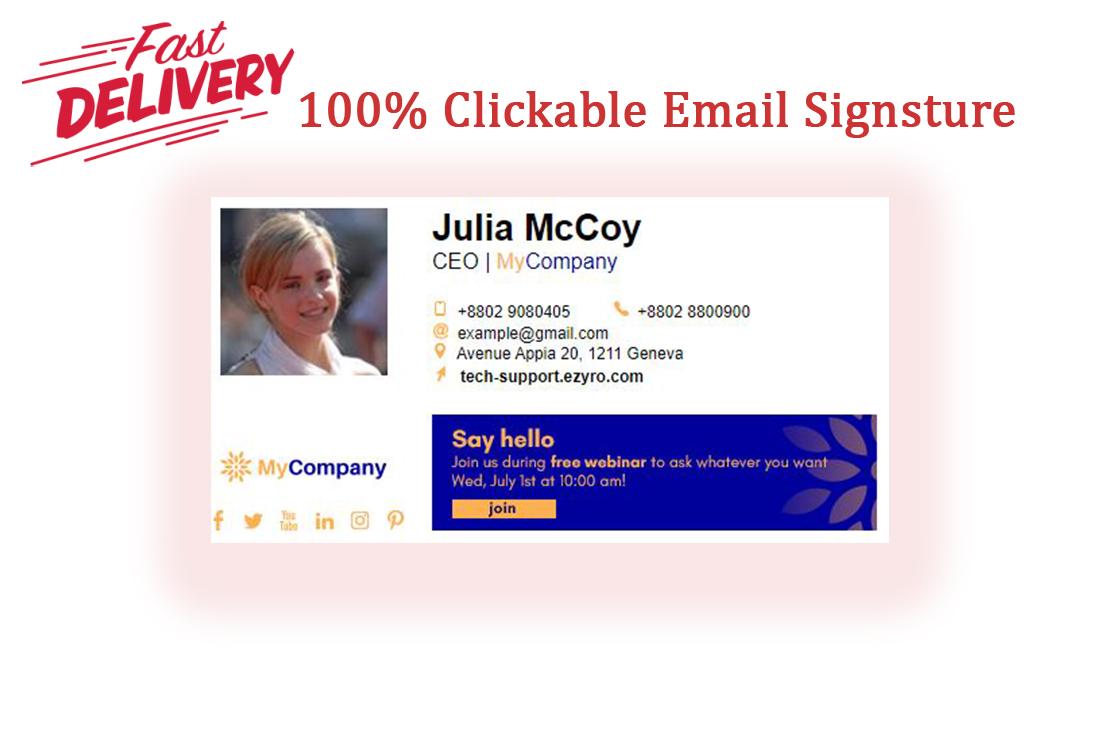 I will make a clickable HTML email signature