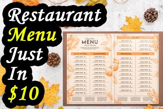I will design food menu, restaurant flyer, food brochure for you