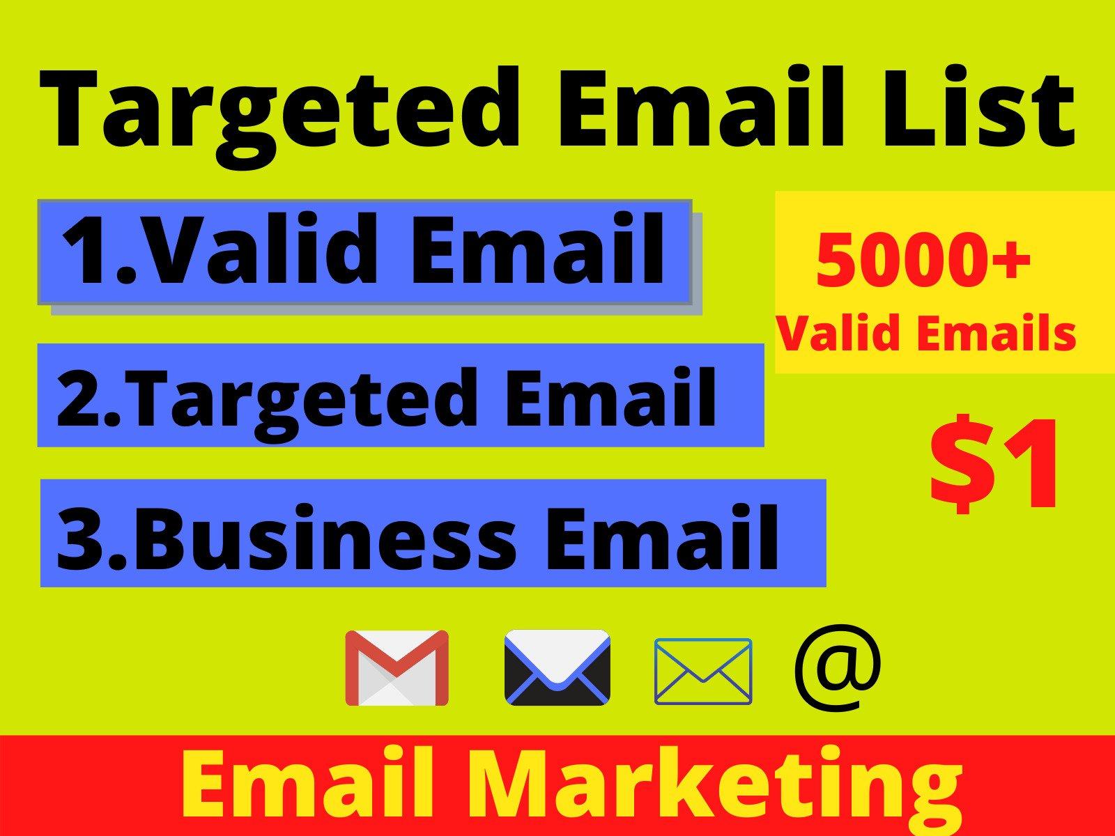 I will Provide You 5000 Valid and Targeted Email List for Marketing 