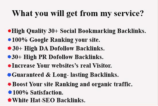 Provide worldwide best 30 + high quality Social Bookmarking backlinks