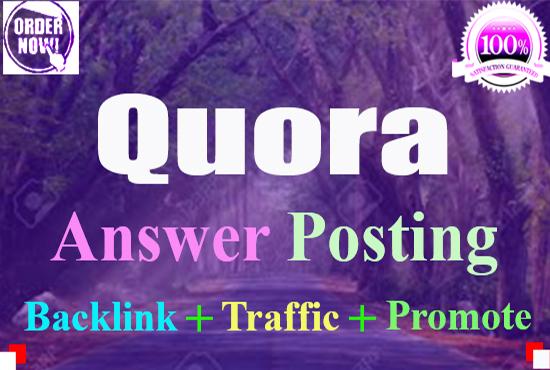Promote your website by 7 HQ organic Quora Answers with guaranteed backlinks