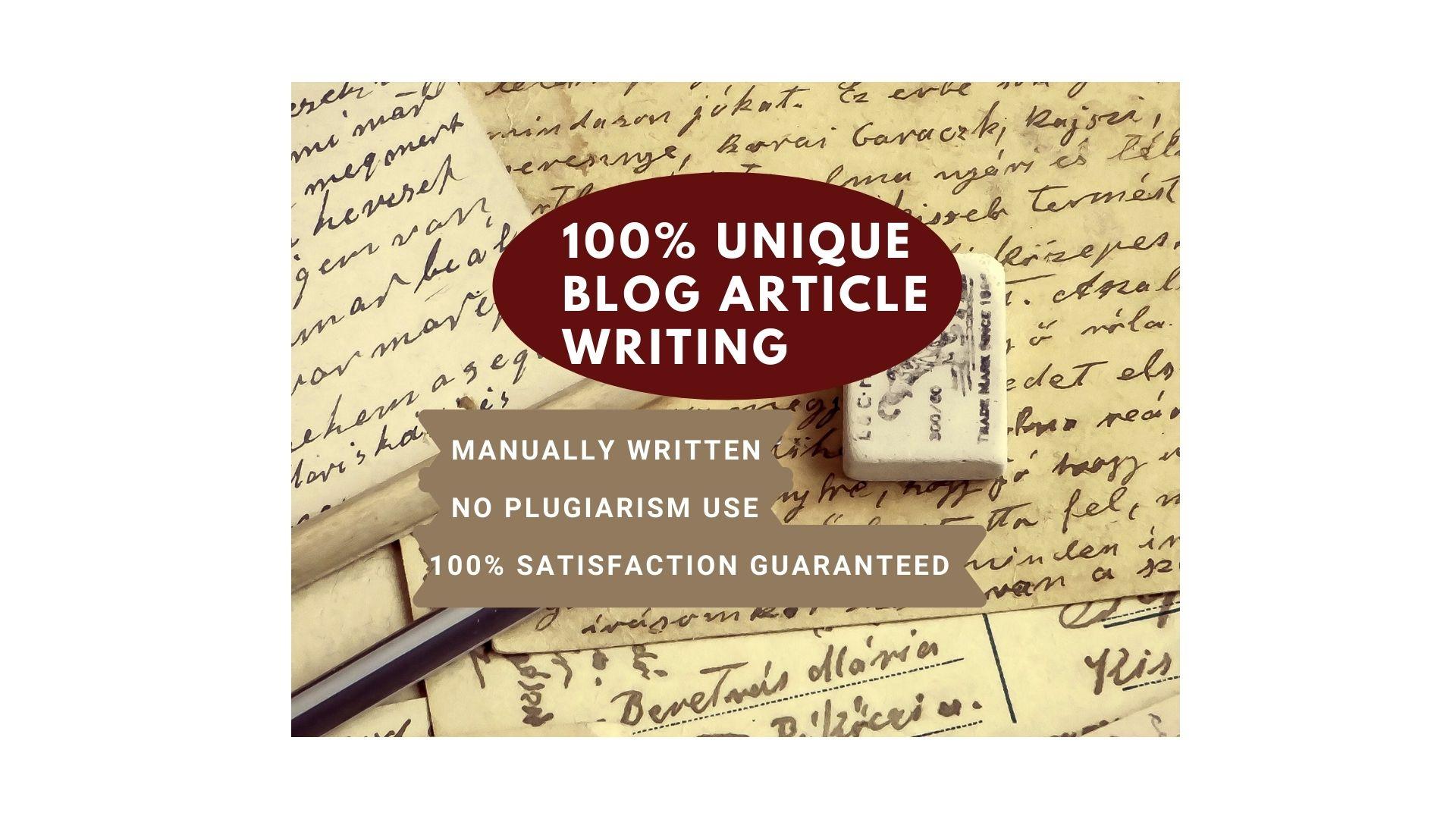 I will write niche related unique blog article