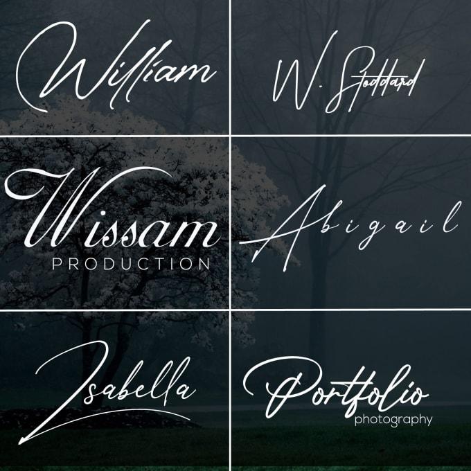 I will create a signature handwritten or text logo