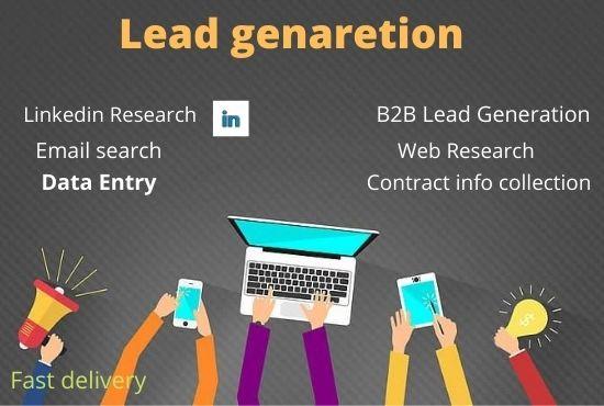 I will do B2B lead generation ,Web research for targeted people 