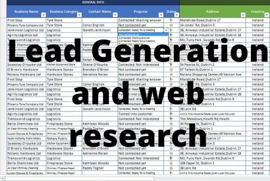 I will do lead generation and data entry 