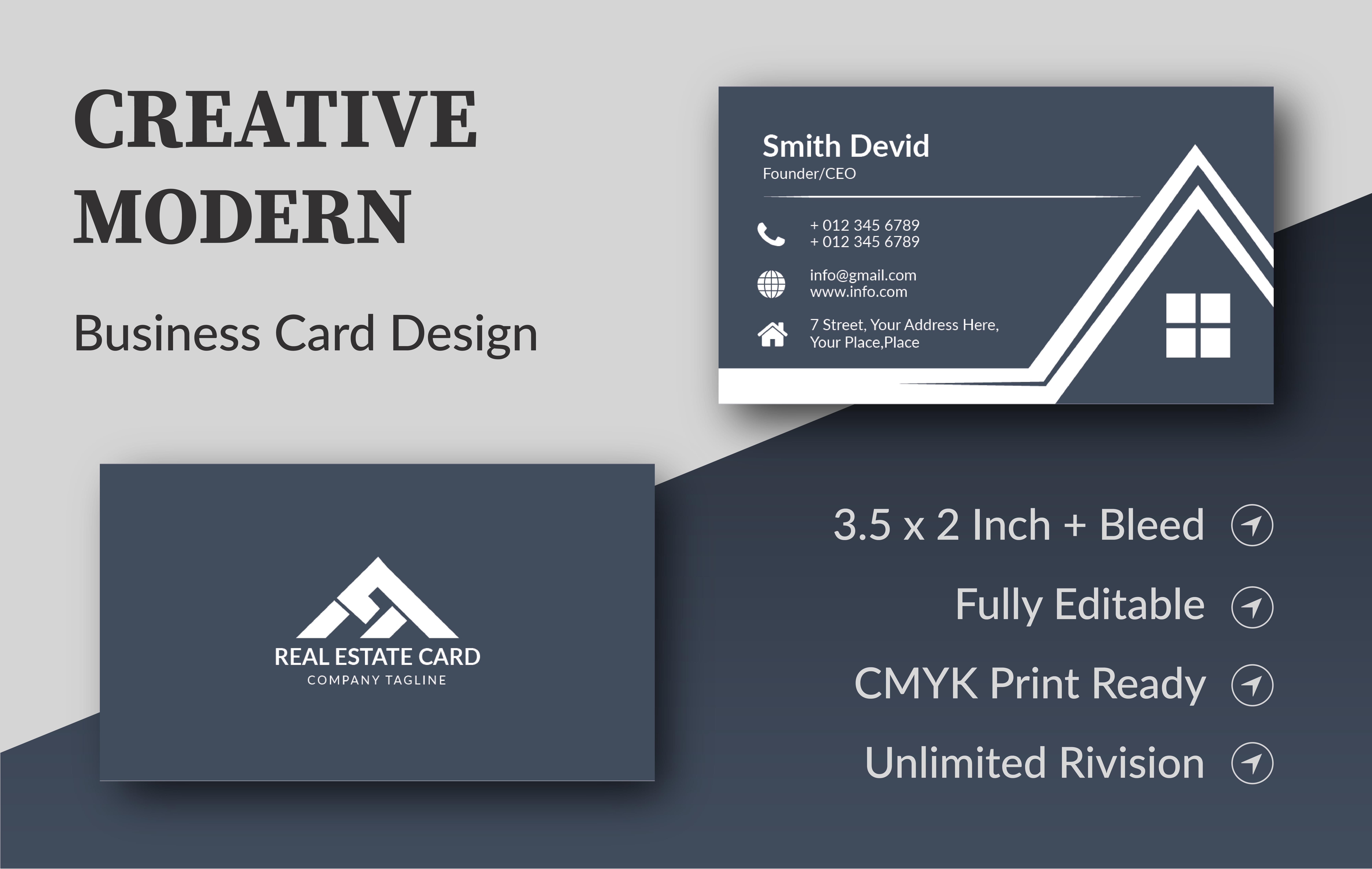 I will design creative professional minimalist business card