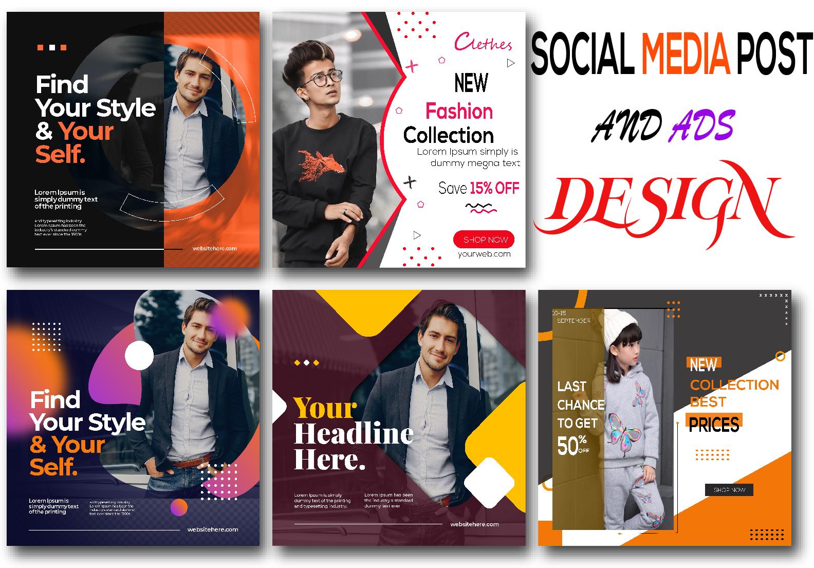 I will create attractive social media post design and ads 